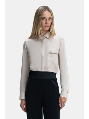 Vakko Beige Chain Detail Shirt