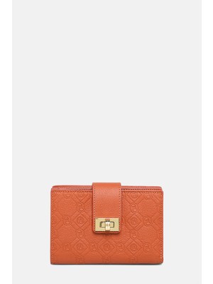 Vakko Terracotta Monogram Leather Wallet