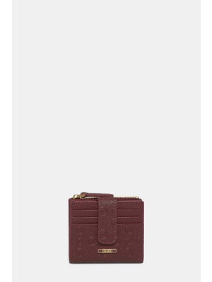 Vakko Burgundy Monogram Wallet
