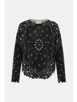 Kujten Black Patterned Sweater