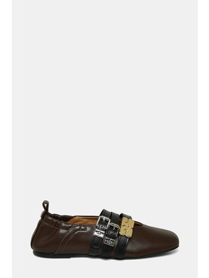 Ganni Gannı Brown Ballet Flats