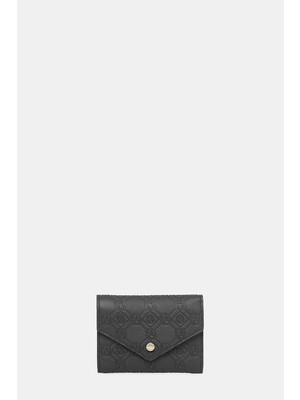 Vakko Black Monogram Leather Wallet