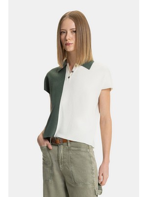 Vakko Green-Ecru Knit Sweater