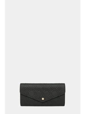 Vakko Black Monogram Leather Wallet