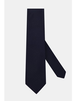 Vakko Dark Navy Micro Pattern Silk Tie