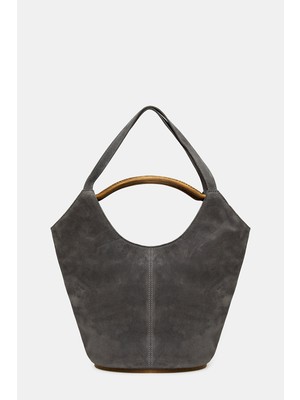 Vakko Grey Suede Bag