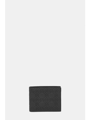 Vakko Black Monogram Leather Wallet