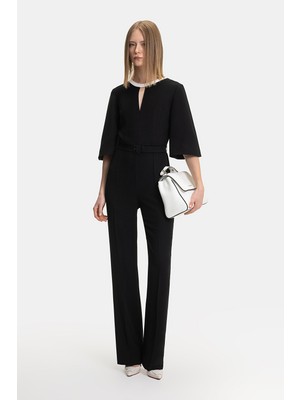 Vakko Black Short Sleeve Jumpsuit