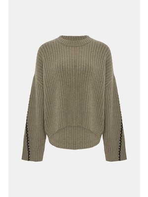 Kujten Khaki Cashmere Knit Sweater