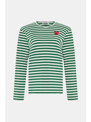 Comme Des Garçons Comme Des Garcons Play Green Striped T-Shirt