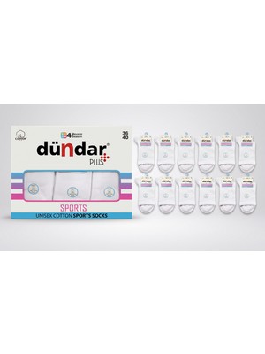 Dündar Çorap Üniseks Pamuklu Spor Çorap – Dikişsiz, Kokulu ve Soft Yıkama 12'li Kutu 36-40