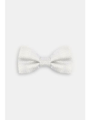 Vakko Textured Silk Silver Grey Bow Tie