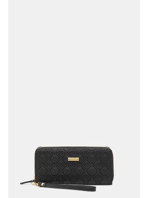 Vakko Black Monogram Leather Wallet
