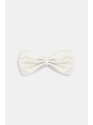 Vakko Grey White Large Bow Tie