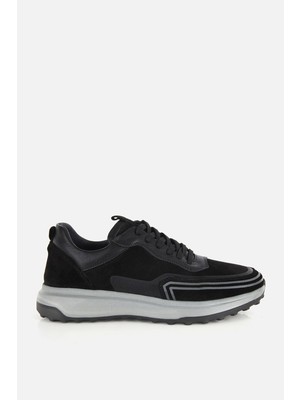 Yaya By Hotiç Erkek Siyah Süet Deri Bağcıklı Sneaker