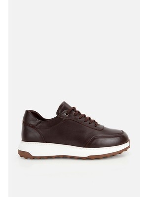 Yaya By Hotiç Erkek Kahverengi Deri Bağcıklı Kontrast Tabanlı Casual Sneaker