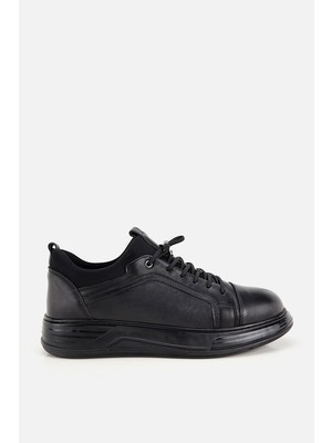 Yaya By Hotiç Erkek Siyah Deri Bağcıklı Kalın Tabanlı Sneaker