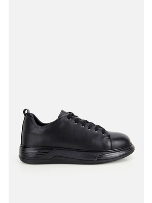 Yaya By Hotiç Erkek Siyah Deri Bağcıklı Günlük Sneaker