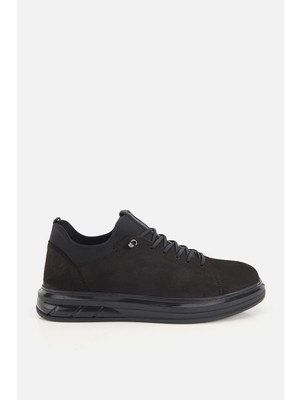 Yaya By Hotiç Erkek Siyah Nubuk Deri Bağcıklı Sneaker
