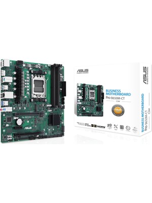 Asus Pro B650M-CT-CSM Amd B650 Am5 Ryzentm Masaüstü 9000 8000 ve 7000 Micro- Atx Matx Iş Anakartı Ddr5, Pcıe 5.0, USB 3.2, M.2, Geliştirilmiş Güvenlik, Güvenilirlik, Yönetilebilirlik ve
