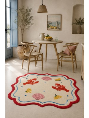 Rugs Modern Halı Sera Studio Özel Tasarım Bej, Bordo ve Kırmızı Ince Dokuma Salon Halısı