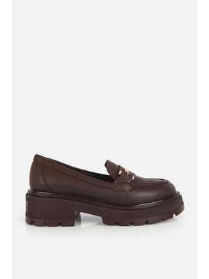 Yaya By Hotiç Kadın Kahverengi Tokalı Kalın Tabanlı Klasik Loafer