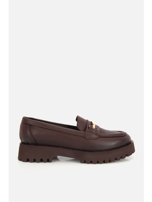 Yaya By Hotiç Kadın Kahverengi Tokalı Kalın Tabanlı Loafer