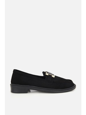 Yaya By Hotiç Kadın Siyah Süet Tokalı Klasik Loafer