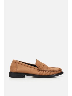 Yaya By Hotiç Kadın Taba Süet Dikiş Detaylı Loafer