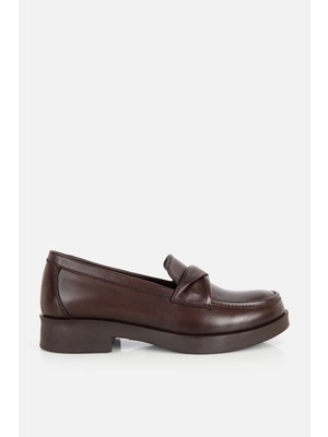 Yaya By Hotiç Kadın Kahverengi Düğüm Detaylı Loafer Ayakkabı