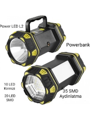 MiraLive F.b.ı F-262 Yeni Güçlü Çift Taraflı Taşınabilir Spot ve Işıldak USB Powerbank Şarjlı Fener