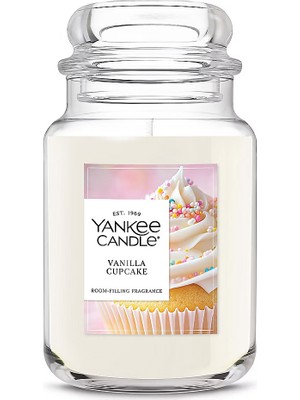 Yankee Candle Vanilla Cupcake Büyük Kavanoz Mum (623,7 Gr) – Vanilyalı Krema, Kek ve Çikolata Kokulu Dekoratif Mum