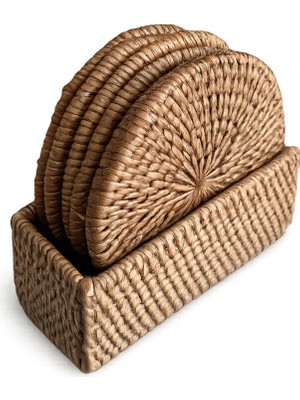 El Yapımı Rattan Bardak Altlığı 5’li