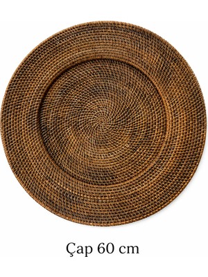 El Yapımı Doğal Rattan Dekoratif Duvar Tabağı - 60 cm