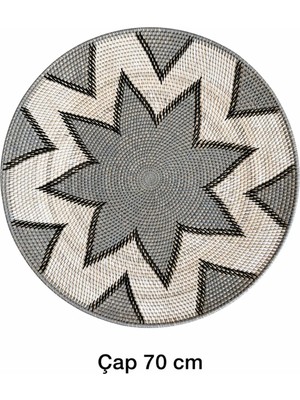 El Yapımı Doğal Rattan Dekoratif Duvar Tabağı - 70 cm