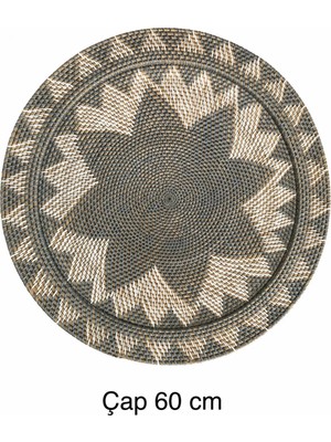 El Yapımı Doğal Rattan Dekoratif Duvar Tabağı - 60 cm