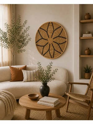 El Yapımı Rattan Dekoratif Duvar Tabağı – 40 cm