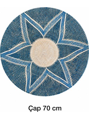 El Yapımı Doğal Rattan Dekoratif Duvar Tabağı - 70 cm