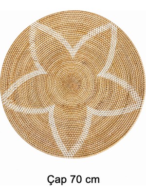 El Yapımı Doğal Rattan Dekoratif Duvar Tabağı - 70 cm