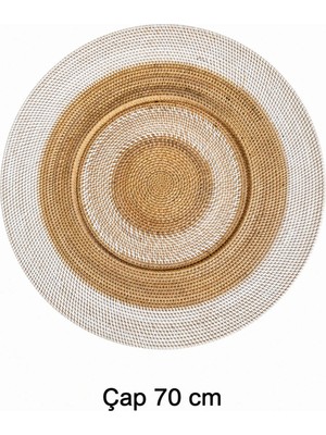 El Yapımı Doğal Rattan Dekoratif Duvar Tabağı - 70 cm