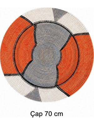 El Yapımı Doğal Rattan Dekoratif Duvar Tabağı - 70 cm