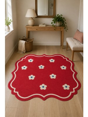 Rugs Modern Halı Lina Viva Özel Tasarım Bordo, Bej ve Kırık Beyaz Ince Dokuma Salon Halısı