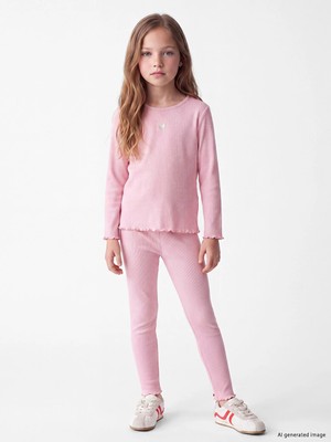 Lc Waikiki Yeni Sezon Pembe Beli Lastikli Kız Çocuk Tayt