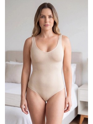 Çamaşır Kenti Premium Ten Rengi Kadın Korse Body Kalın Askılı
