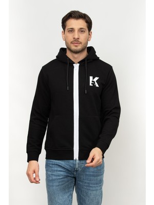 Karl Lagerfeld Men's Zip-Up Sweatshirt Black