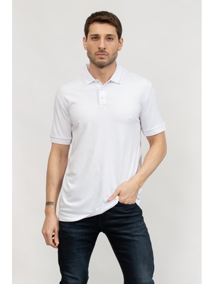 Ea7 Men's Polo Collar T-Shirt White
