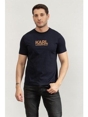 Karl Lagerfeld Men's Crew Neck T-Shirt Navy