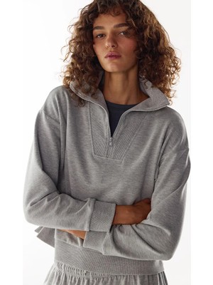 Penti Grey Half Zip Brushed Fleece Sweatshirt