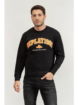 Replay Regular Men's Crew Neck Sweatshirt Black
