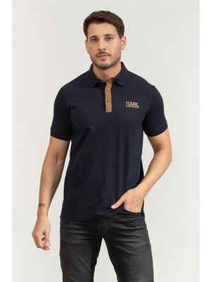 Karl Lagerfeld Men's Polo Collar T-Shirt Navy